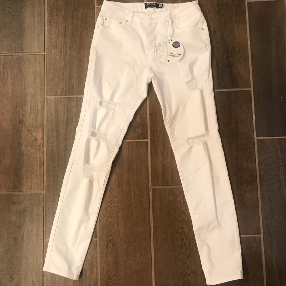 White Distressed Denim Skinny Jeans